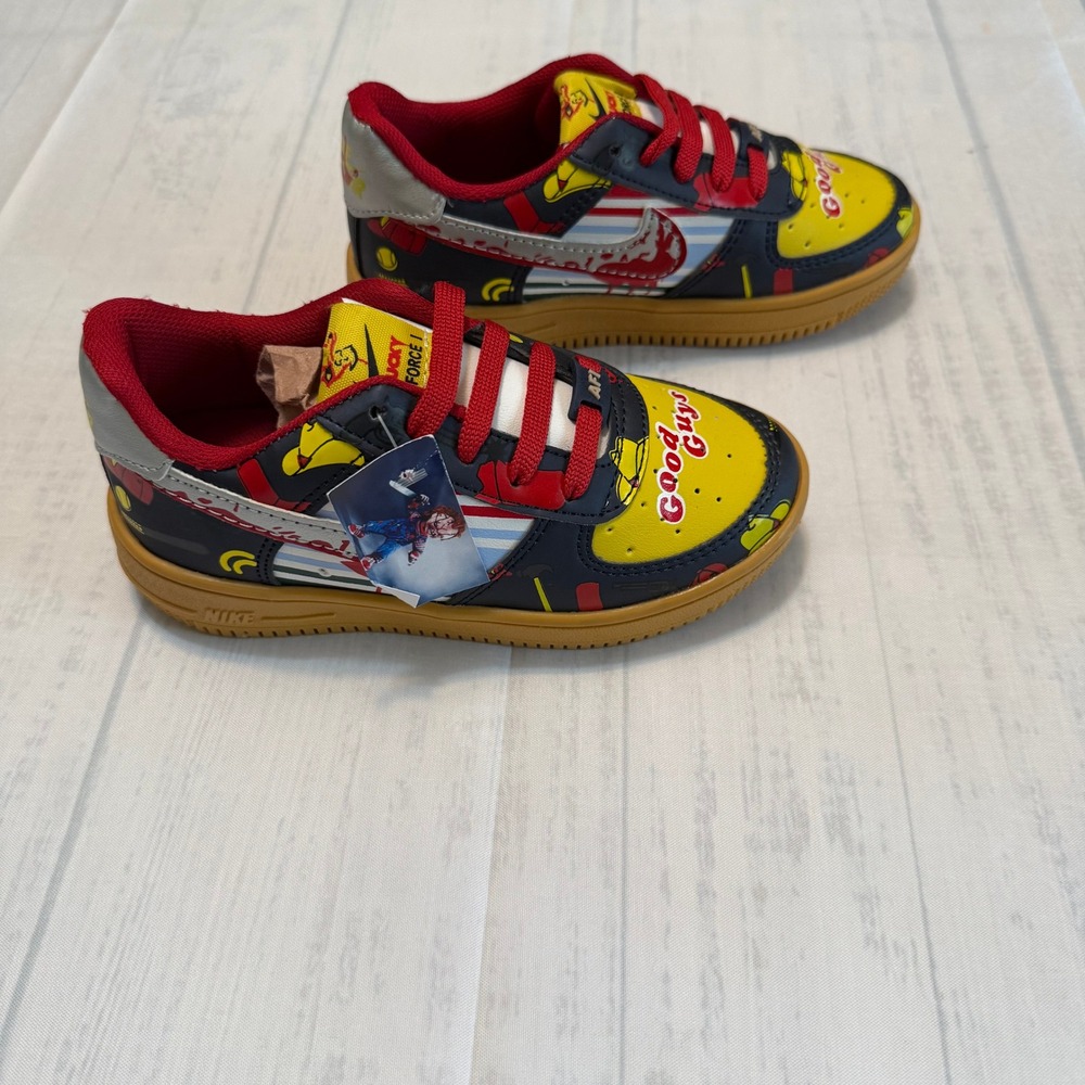 Nike Air Force 1 Low Chucky Good Guys Horror Custom Kids Sneakers Yellow 13
